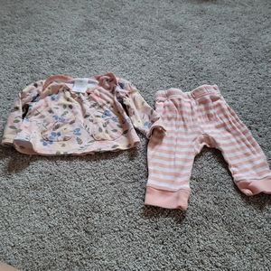 Laura Ashley 2 Piece Outfit 3-6M Peach Ruffles
